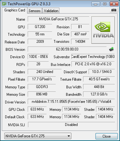 Gainward GeForce GTX 275 Graphics Card