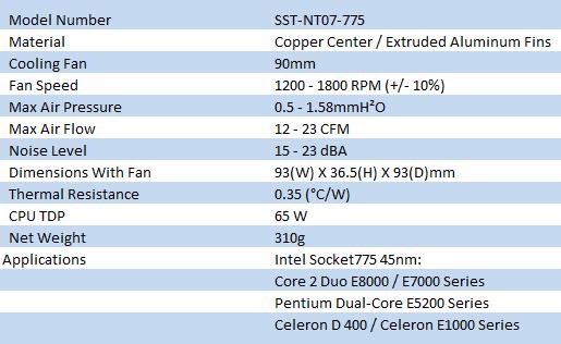 SilverStone Nitrogon NT07-775 Low Profile CPU Cooler