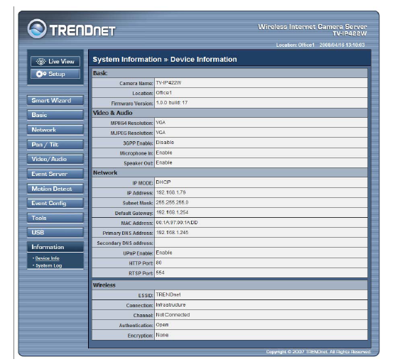 TRENDNet TV-IP422W Wireless IP Camera Server with 2-way Audio