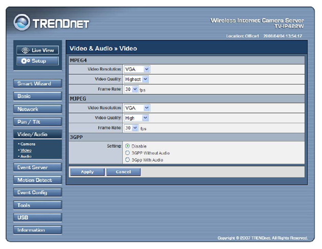 TRENDNet TV-IP422W Wireless IP Camera Server with 2-way Audio