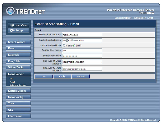TRENDNet TV-IP422W Wireless IP Camera Server with 2-way Audio