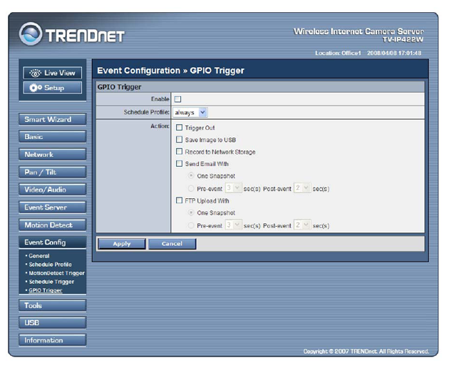 TRENDNet TV-IP422W Wireless IP Camera Server with 2-way Audio