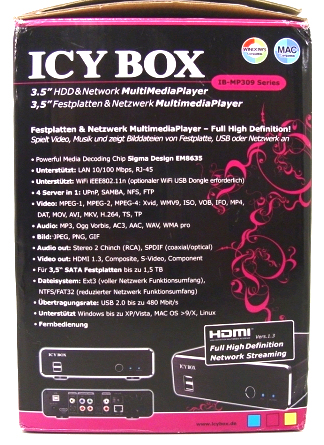 RaidSonic Icy Box IB-MP309HW-B HD Network Media Player