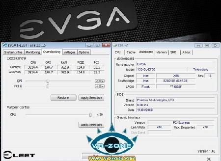 EVGA E-LEET Tune Utility pictured