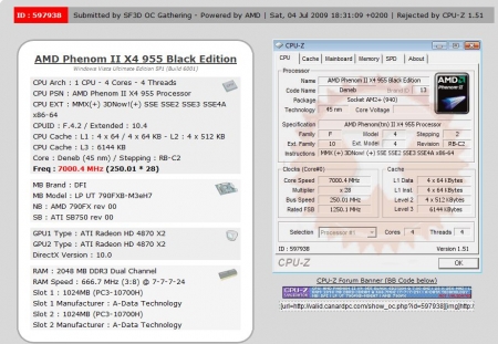 Phenom II X4 955 BE Breaks 7GHz