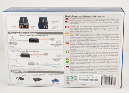TRENDnet TPE-111GI Gigabit Power over Ethernet Injector