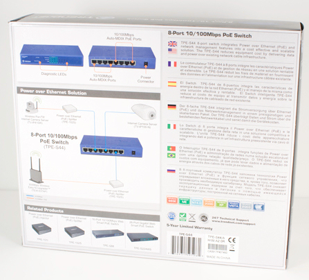 TRENDnet TPE-S44 8-Port 10/100 Power over Ethernet Switch