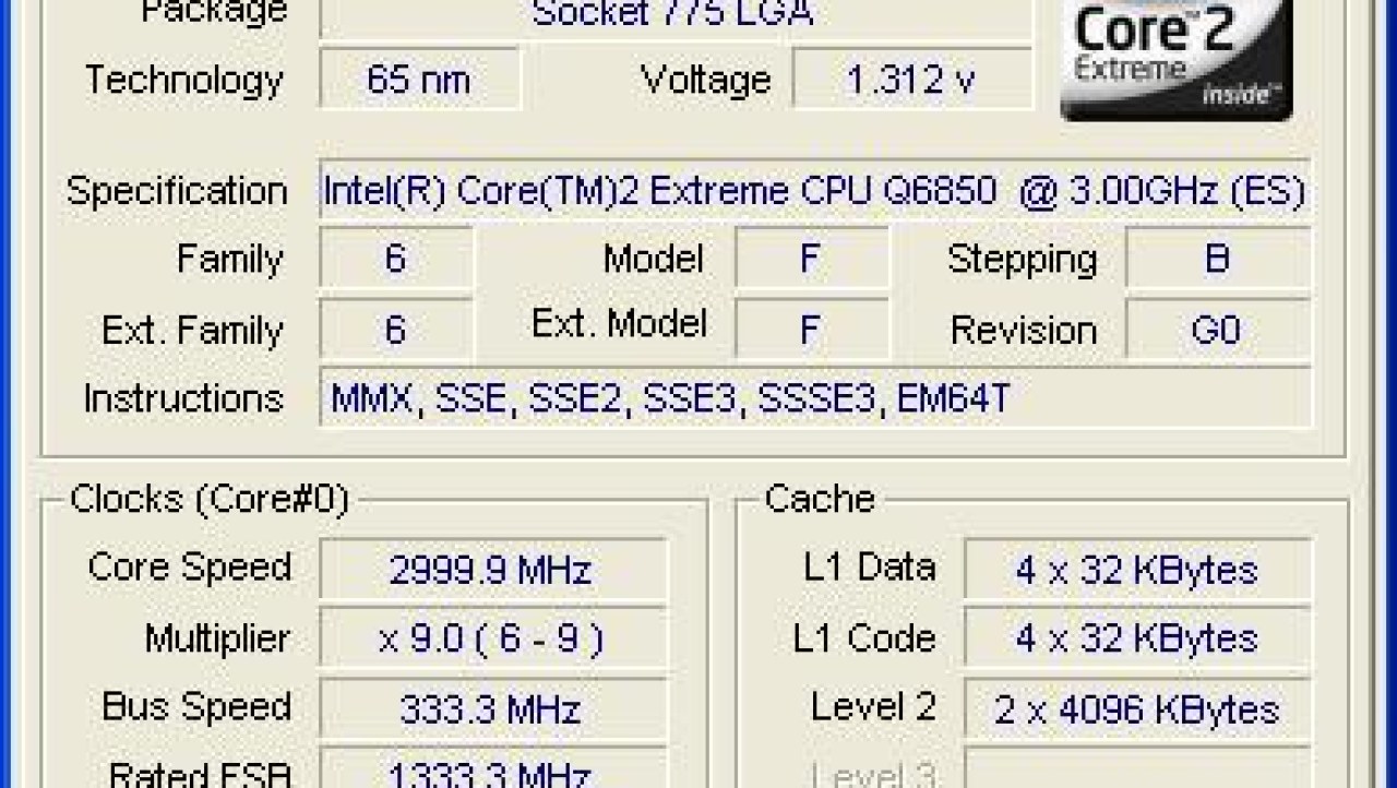 Intel QX6850 Quad-Core CPU - 1333MHz FSB