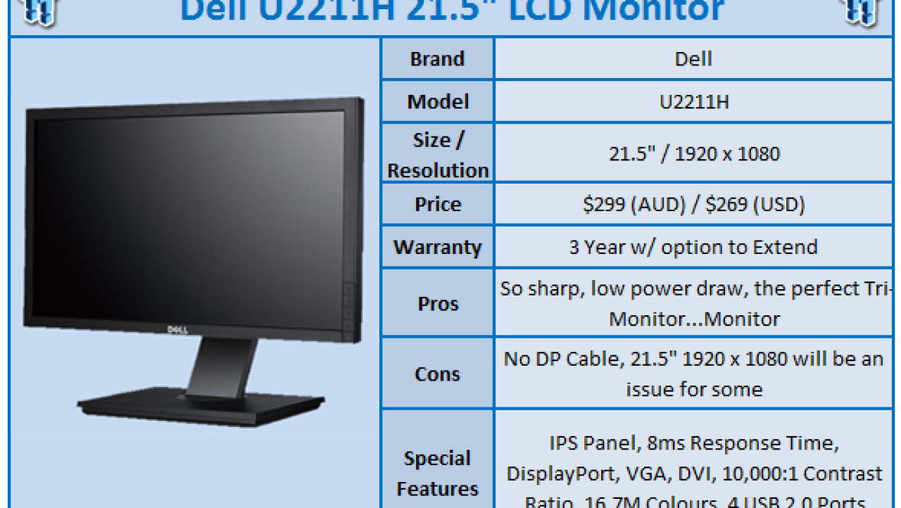 Quick Review: Dell U2211H 21.5-inch LCD Monitor