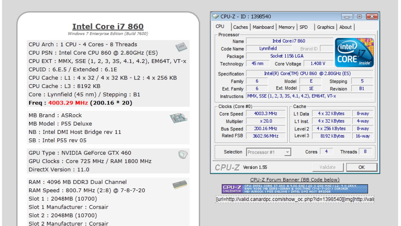 Corsair Dominator PC3-12800 (1600MHz) 4GB Kit