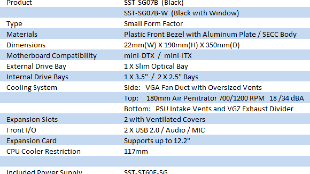 SilverStone Sugo Series SST-SG07B Small Form Factor Chassis
