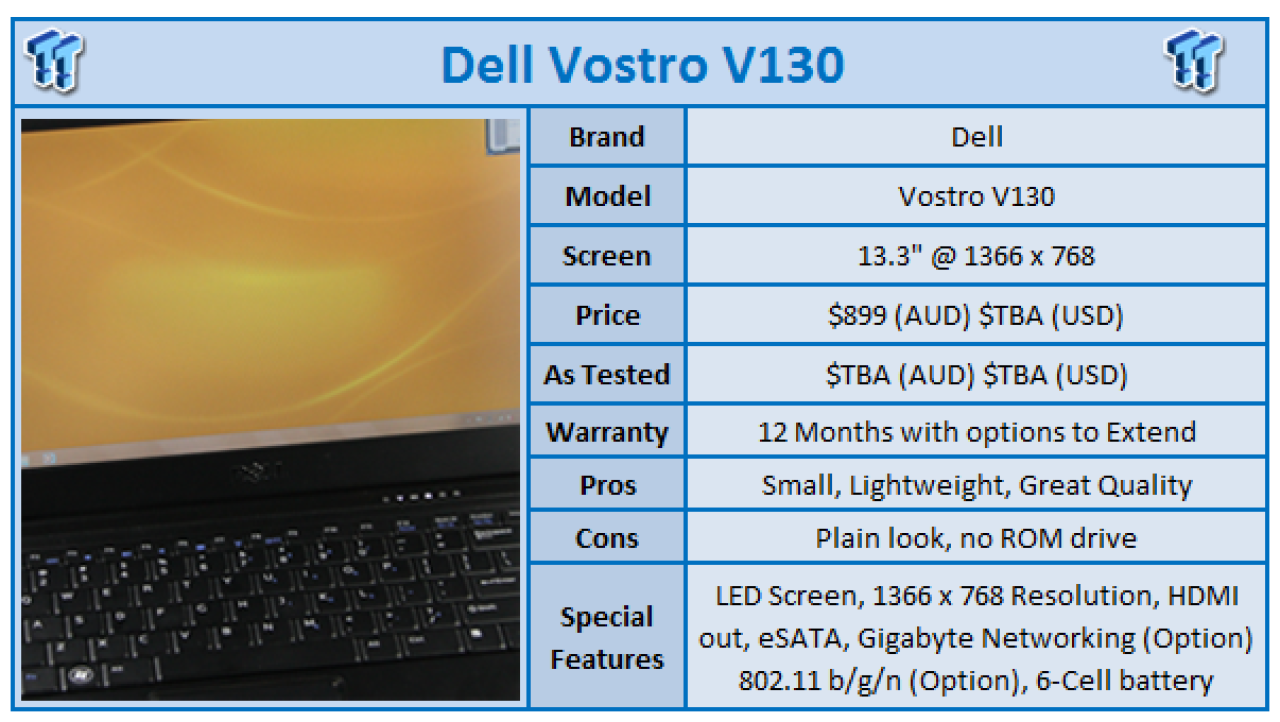 Quick Review: Dell Vostro V130 13.3-inch Notebook