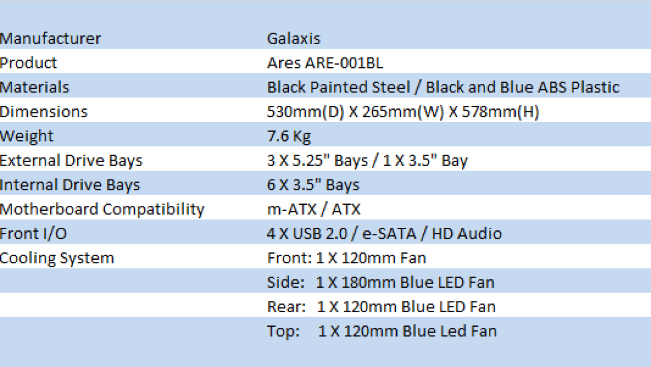 Galaxis ARES Mid Tower Chassis