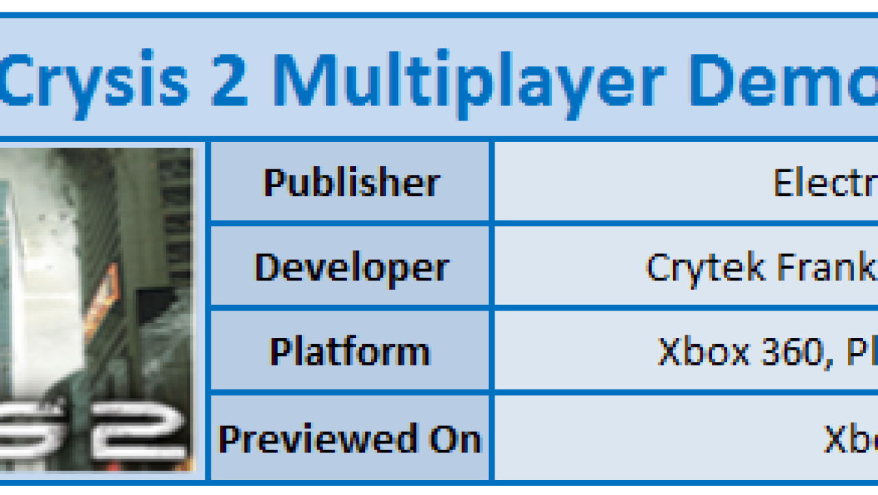 Crysis 2 Multiplayer Demo Xbox 360 Preview