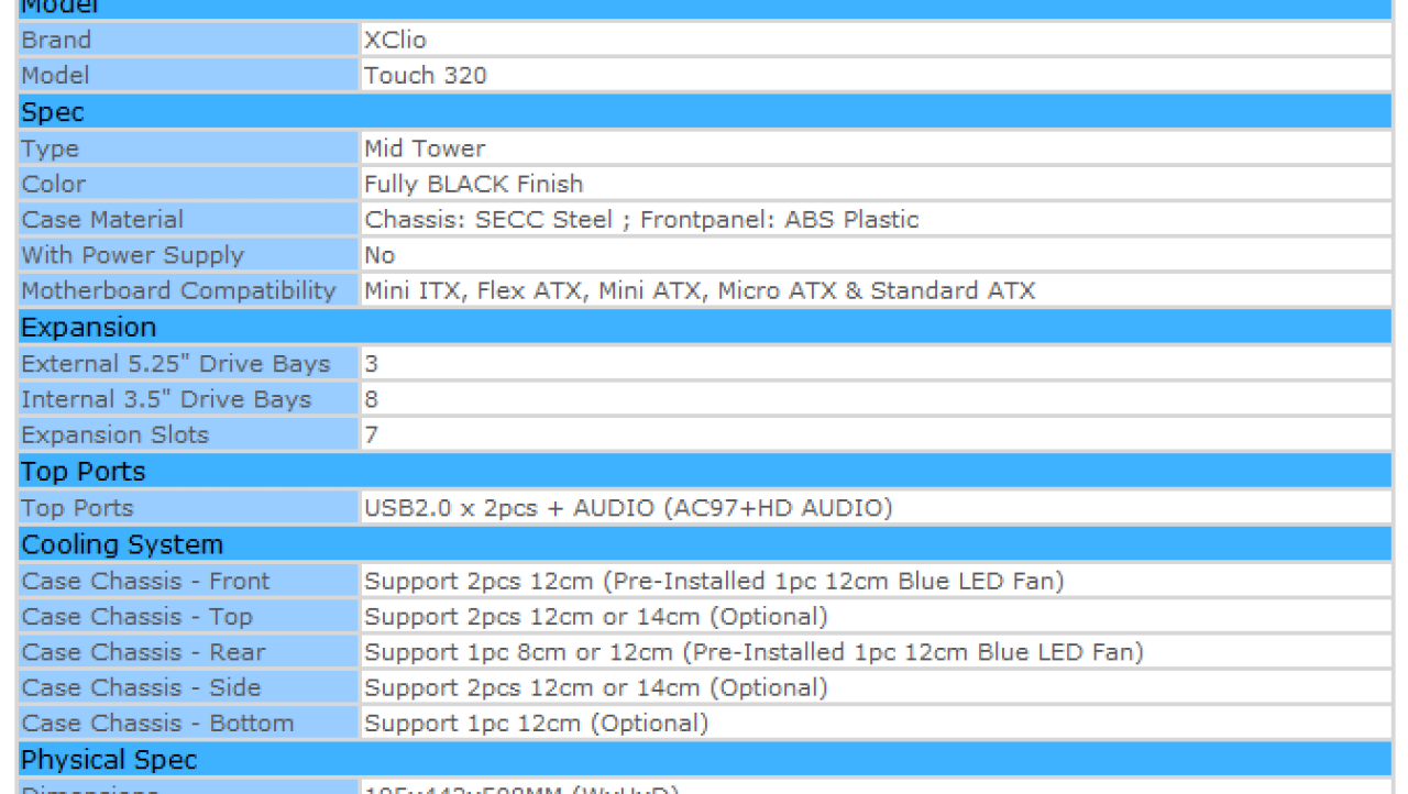XClio Touch 320 Mid Tower Chassis Review