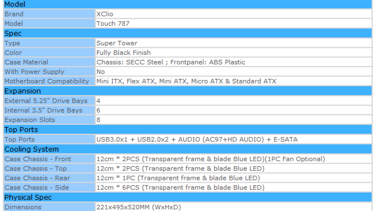 Xclio Touch 787 Super Tower Chassis Review