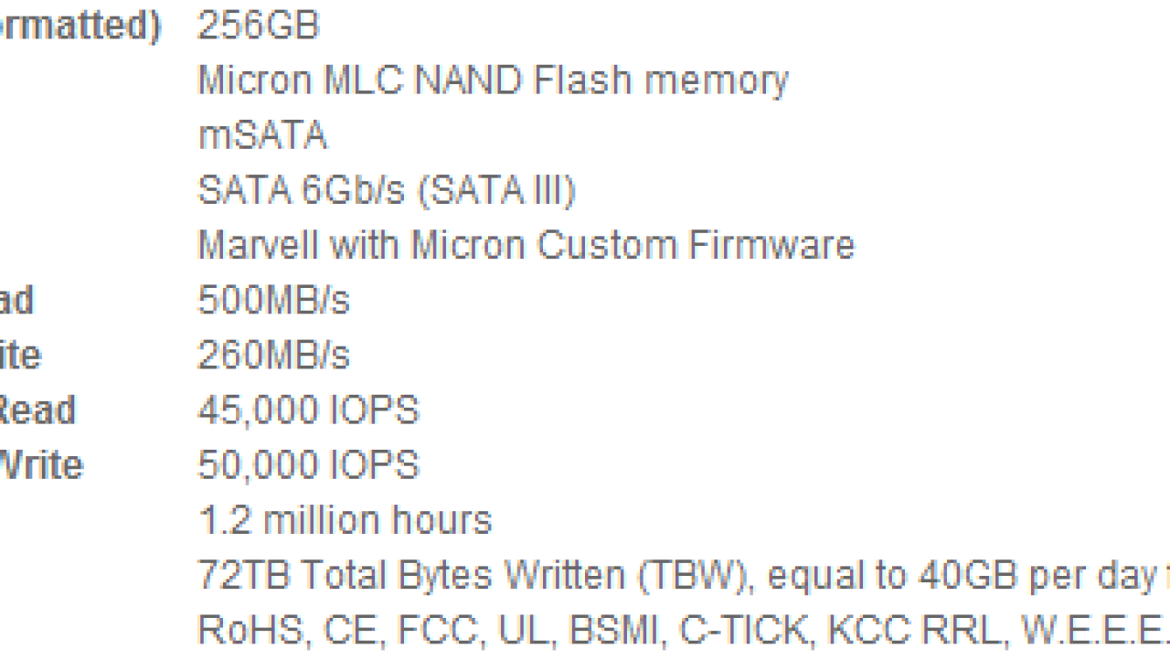 Crucial m4 mSATA 256GB Solid State Drive Review