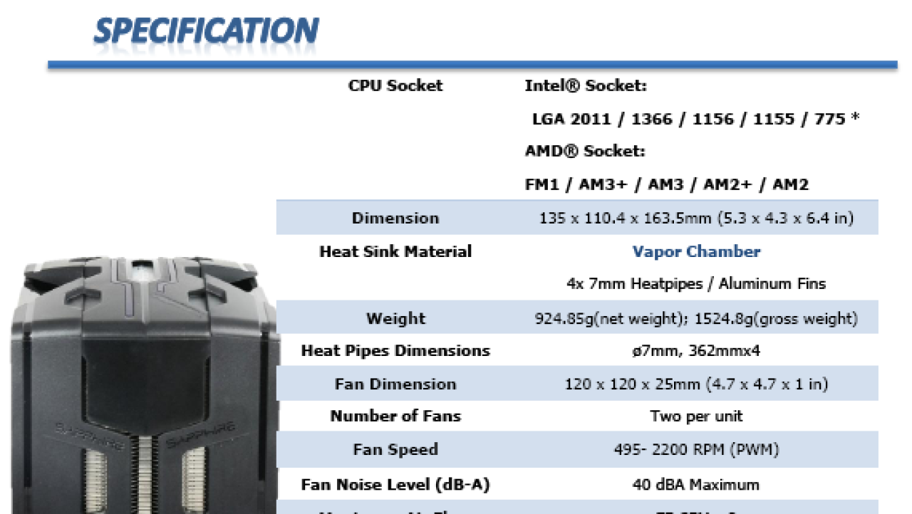 Sapphire Vapor-X Universal CPU Cooler Review