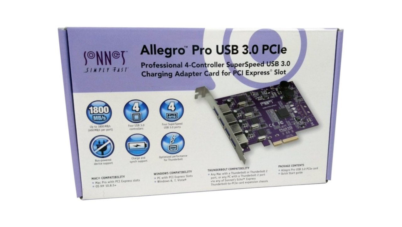 Sonnet Allegro Pro Four-Port USB 3.0 PCIe Card Review