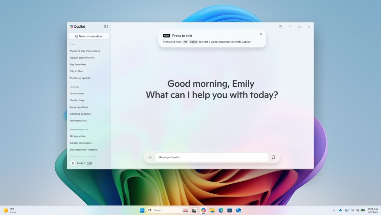 Do you often chat to Copilot in Windows 11? A new press-to-talk feature should prove very handy