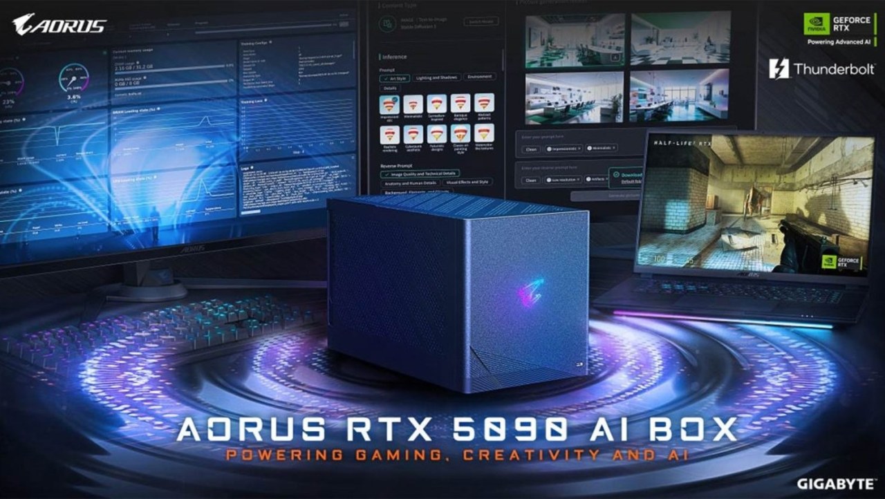 AORUS RTX 5090 AI BOX: Thunderbolt 5 eGPU is 27% slower than desktop 5090 in gaming for $2999
