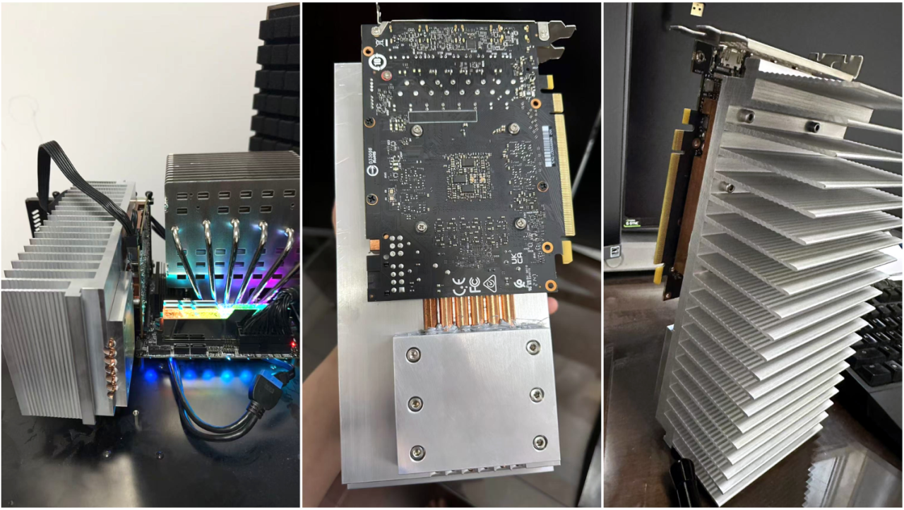 Modder straps a 2.5kg heatsink to an RTX 4060 for completely fanless cooling