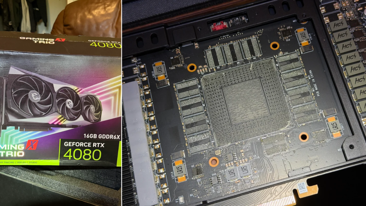 Redditor buys an RTX 4080, opens it up to find no GPU die or VRAM inside