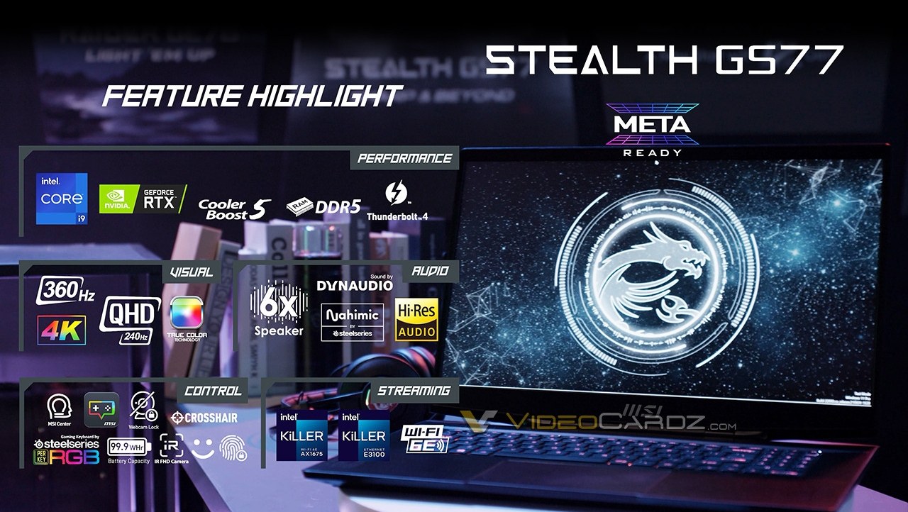 MSI GS77 Stealth packs Intel Core i9-12900H + RTX 3080 Ti Laptop GPU