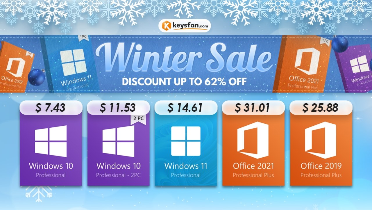 Winter Sale: Windows 11 and Office 2021 deals, prices start at $7.43