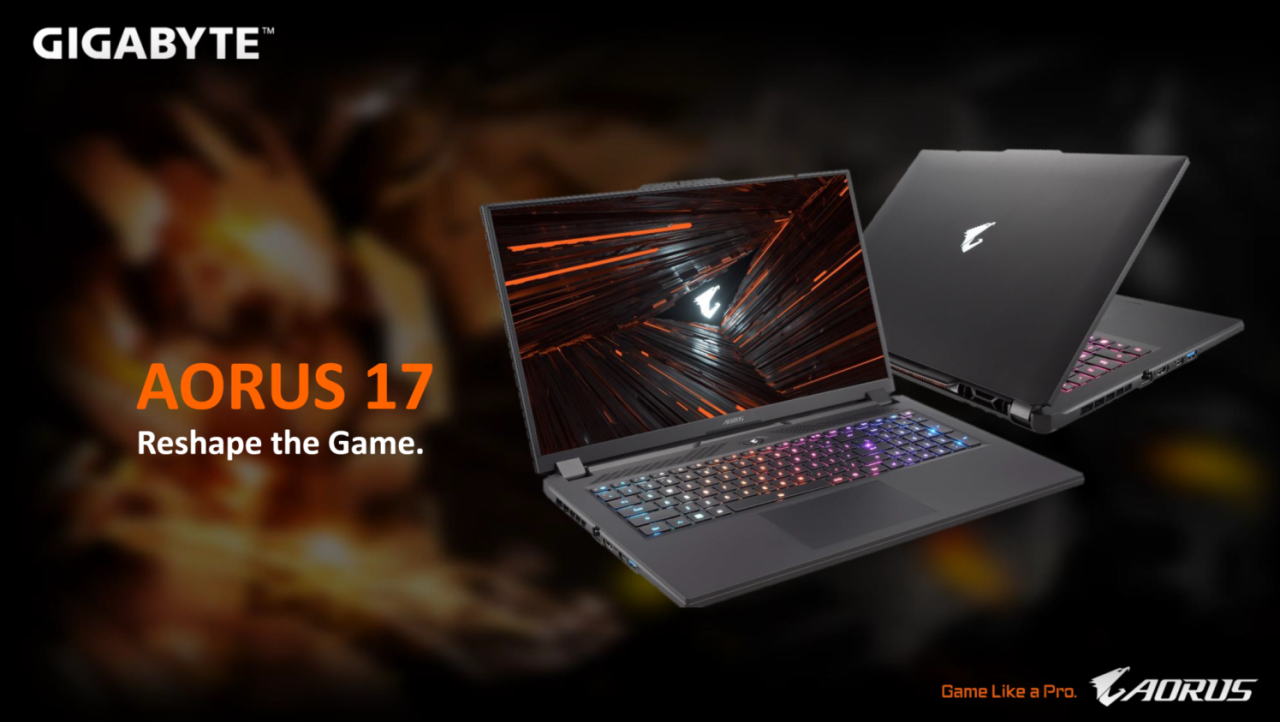 AORUS 17X enthusiast laptop: Core i9-12900HX + GeForce RTX 3080 Ti GPU