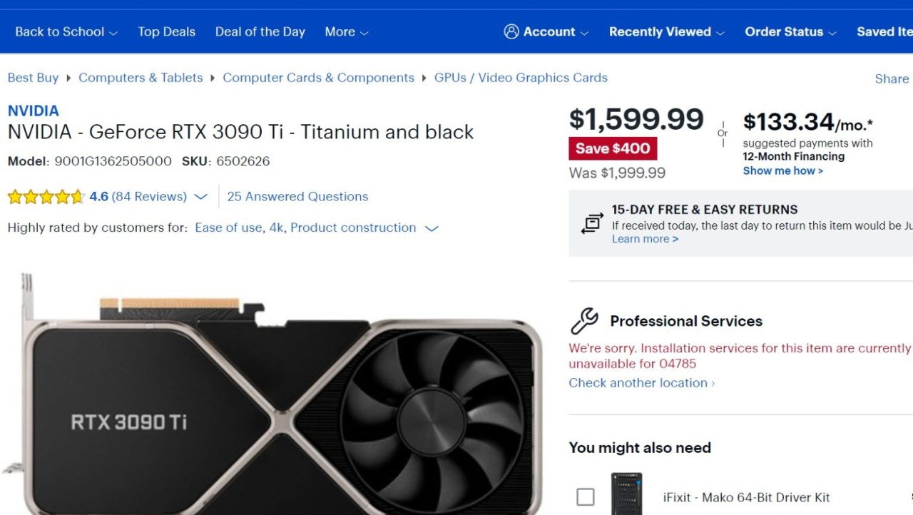 NVIDIA GeForce RTX 3090 Ti Founders Edition drops to $1599 at Best Buy