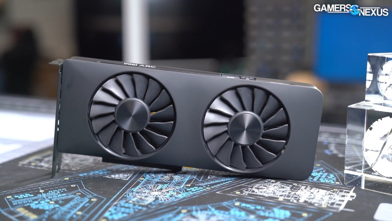 Intel staffers visit Gamers Nexus, bring Intel Arc A750 graphics card