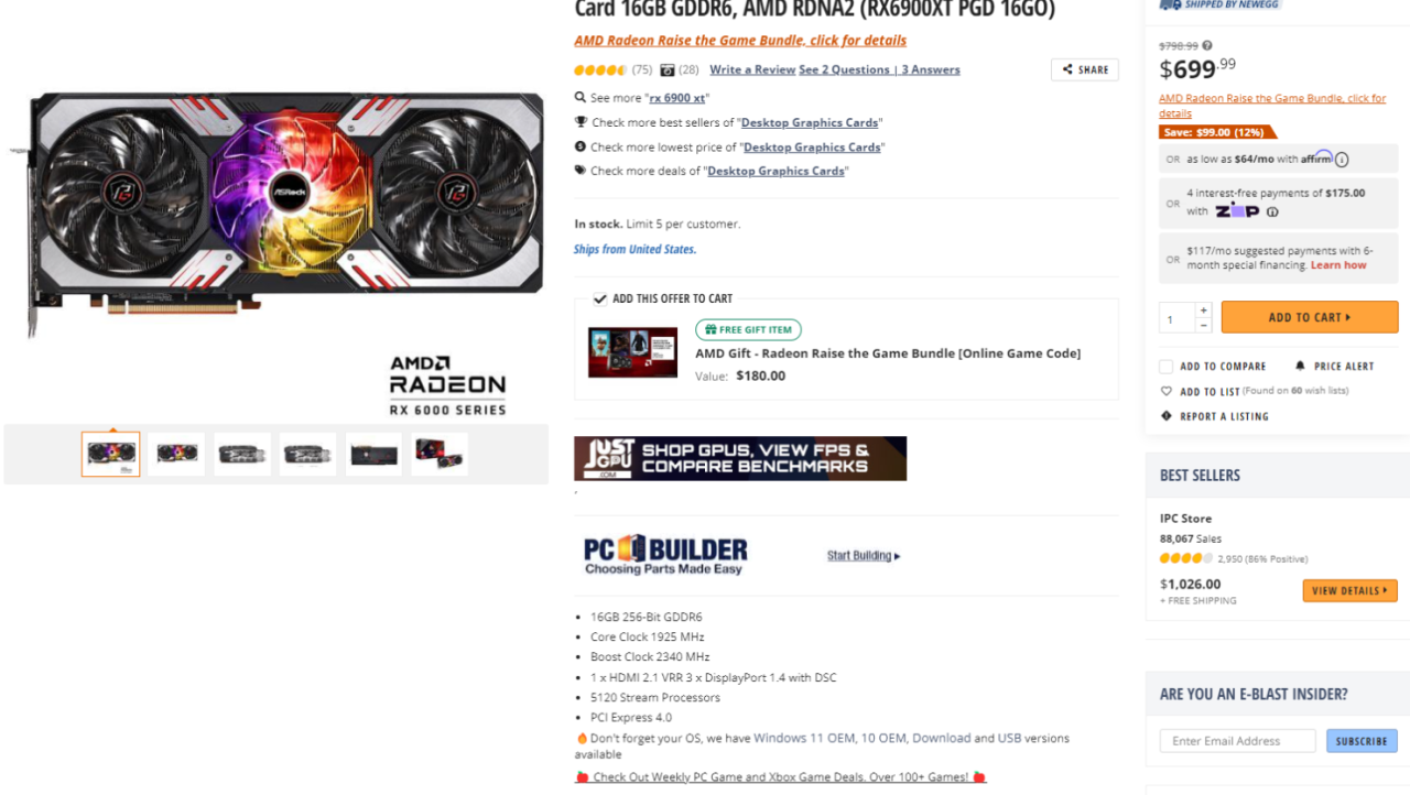 AMD Radeon RX 6900 XT now $699, NVIDIA GeForce RTX 3080 Ti now $869