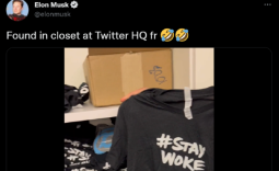 Elon Musk posts video showing Twitter has a closet full of '#staywoke' t-shirts
