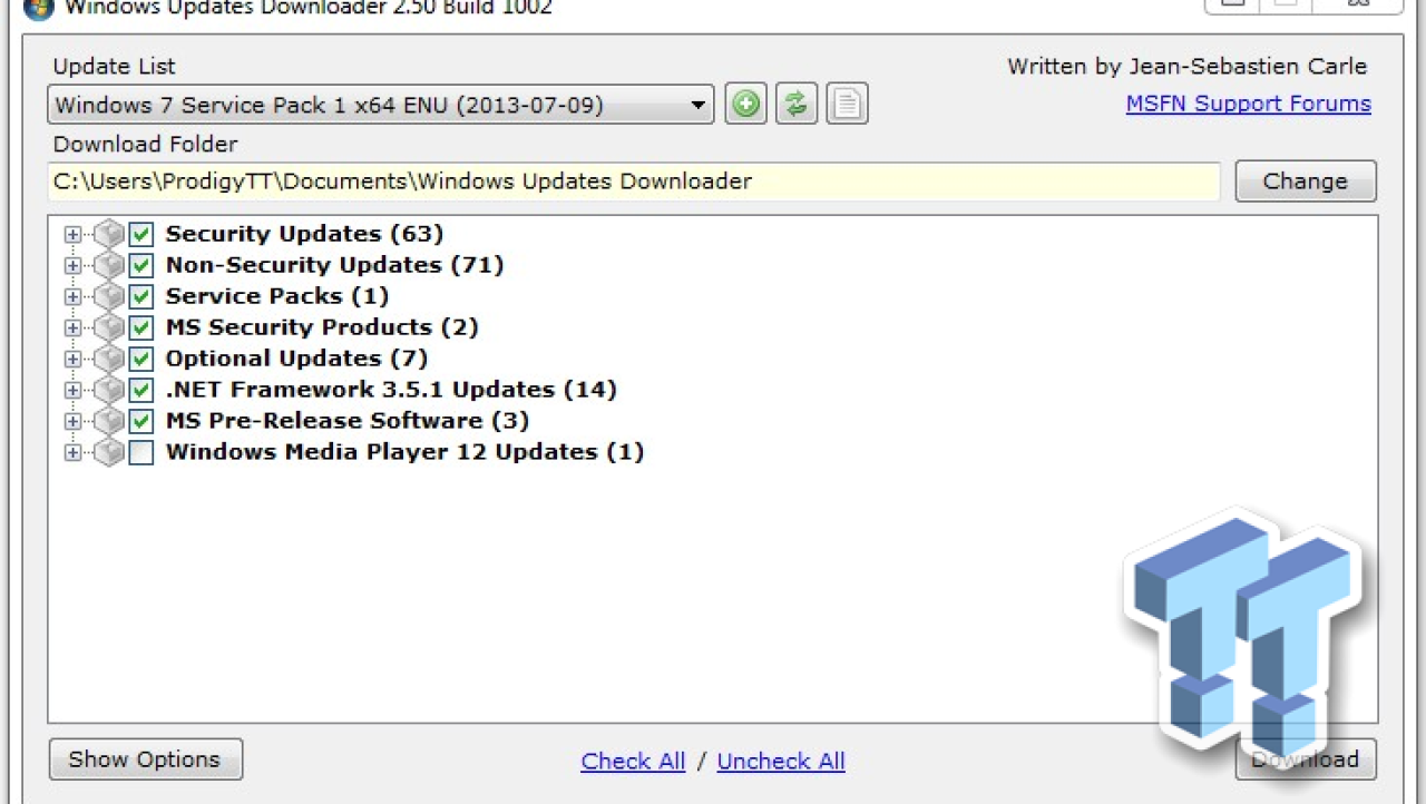 Using the Windows Updates Downloader to speed up your installation