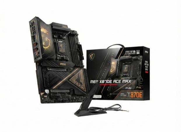 MSI MEG X870E ACE MAX mobo specs: 3 x PCIe 5.0 slots, 64MB BIOS + 'next-level CPU' support