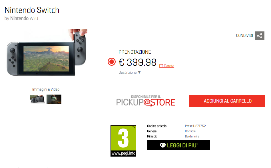 Nintendo Switch Listed For 399 Euros On Gamestop Tweaktown